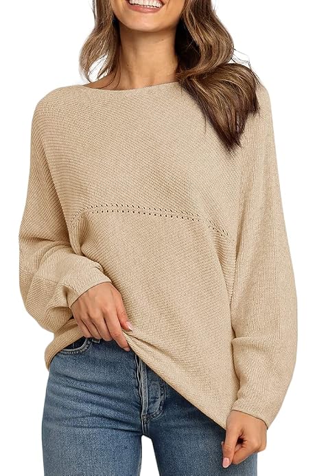 Foshow Womens Boat Neck Batwing 