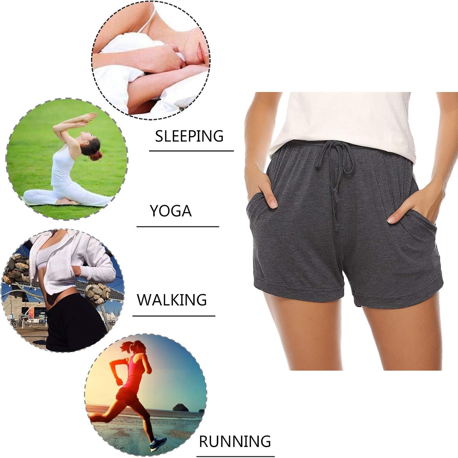 Aibrou 1 & 2 Pack Women's Sleep Shorts Cotton Stretchy Boxer Pajama Bottoms at  Women’s Clothing store