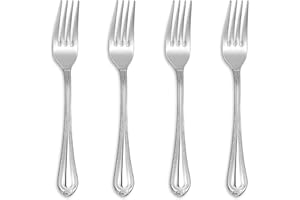 KEAWELL Pearl Edge 4-Piece Premium Fork Set, 18/10 Stainless Steel, Fine Silverware with Mirror Finish, Dishwasher Safe (4, 7