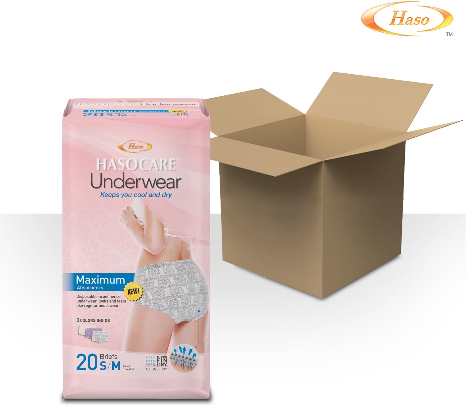 HASOCARE Breathable Incontinence Underwear for Women, Maximum Absorbency, Samll/Medium, 20 Count: Health & Personal Care
