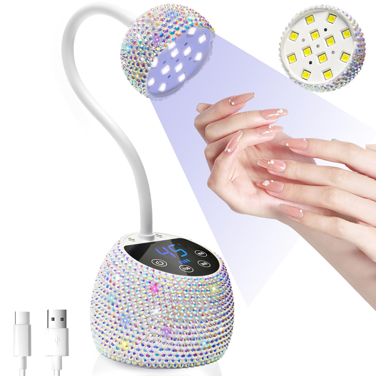 Photo 1 of *** STOCK PHOTO SIMILAR NOT EXACT***  UV LED Nail Lamp, 36W Mini Cordless Flash Cure Lamp, USB Rechargeable Goosenecks LED Nail Light with 4 Timers & Auto Sensor for Salon Home DIY Use, White