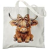 Veqzc Western Highland Cow Canvas Tote Bag - Highland Cow Lover Gifts,Canvas Shoulder Bag for Women for Girls