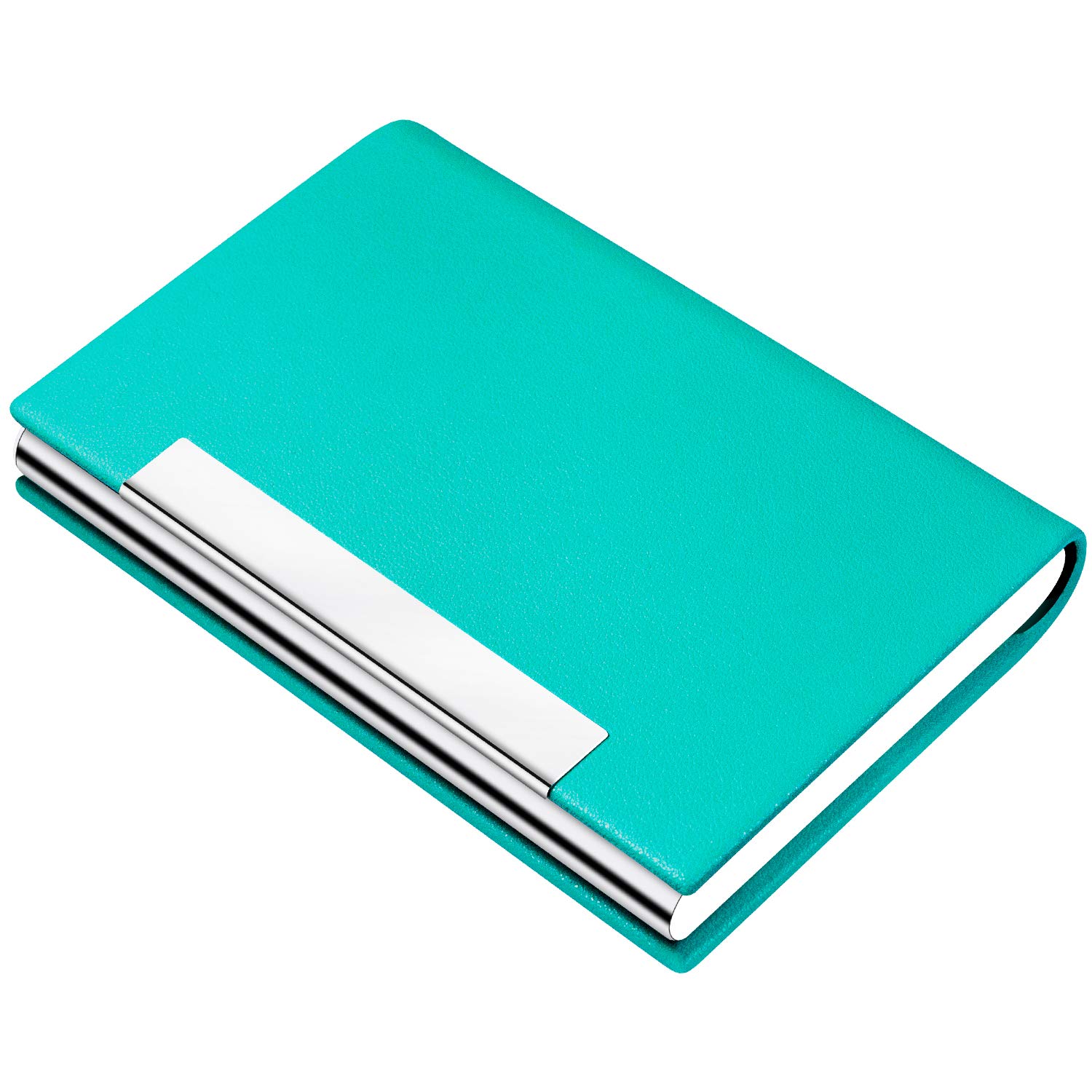 Padike Business Card Holder, Business Card Case Professional PU Leather & Stainless Steel Multi Card Case,Business Card Holder Wallet Credit Card ID Case/Holder for Men & Women. (U-Light Green)