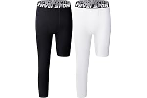 MIVEI Youth Boys Girls One Leg Compression Pants Basketball Single Leg Sleeve Tights Kids 3/4 Leggings Sports Base Layer