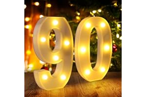 FUNSKY 90th Birthday Decorations for Women Men,Happy 90 Birthday Decorations for Centerpieces Table,90 Light Up Numbers Sign Led for Party Backdrop Wall Decor for Wedding Anniversary Home