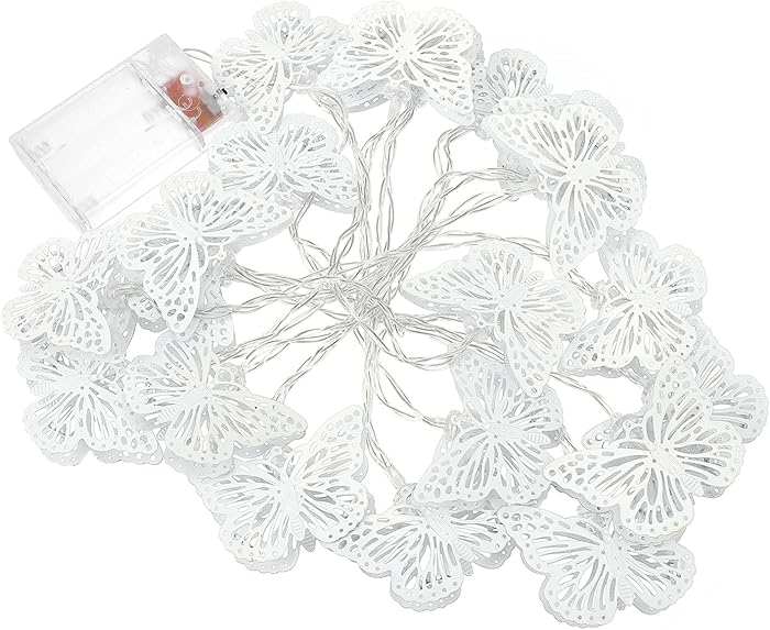 Uonlytech Butterfly String Light Fairy Lights Led Decorative Lighting for Home Party Wedding Patio Garden Porch Balcony 1 Set Without Battery Warm White