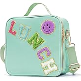 LOKFAR Insulated Lunch Bag Women Lunch Box Kids for Teen Girls Boys, Cute Preppy Lunch Boxes With Adjustable Shoulder Strap, Waterproof Nylon Lunchbox Lunch Bags for School Work Picnic (Green)