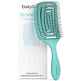 Detangling Brush, Dry and Wet Vented Detangler Hair Brush for Women and Men, Professional Paddle Curved Styling Hairbrush for Straight/Curly/Thick/Long/Wavy/Damaged Hair, Green