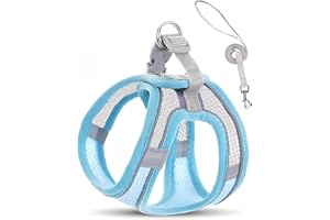 QIVORIMITH Cat Harness and Leash Set,Escape Proof Adjustable Kitten Vest Harnesses for Small Medium Cats with Reflective Strips(6.6-13.2lb)