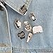 Cartoon Skull Women Brooches Collar Pins Set Enamel Button Black Totem Bound For Jacket Shirt