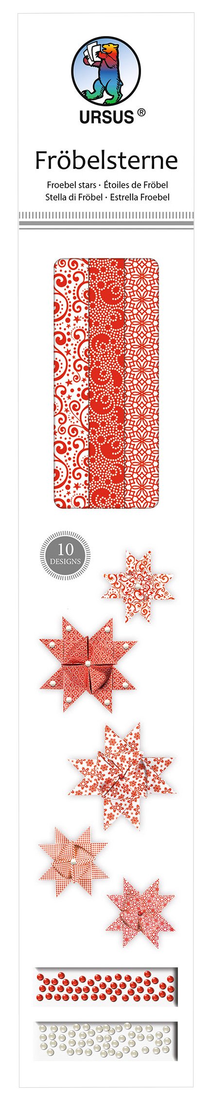 Ursus 34710000 Paper Strips for Froebel Stars Red Made Craft Paper 60 Strips in 2 Different Sizes for Approximately 15 Stars Craft Classic for Christmas Time
