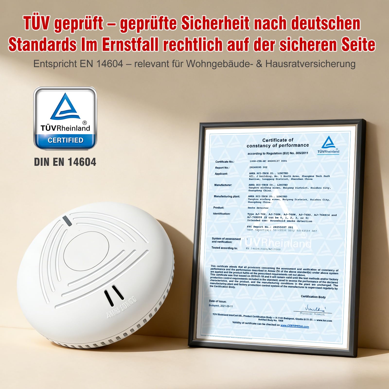 DAYTECH Rauchmelder 10 Jahre Batterie – 6er Rauchmelder mit Magnethalterung Set, TÜV Rheinland Zertifiziert, Feuermelder mit 85 dB & Test/Stummschaltung – Brandmelder für Schlafzimmer, Kinderzimmer 5