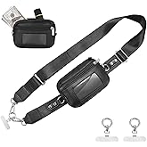 MIRIFRIGE Clip and Go strap for phone with Leather Wallet crossbody phone lanyard Detachable wrist wallet with RFID ID window