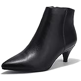 IDIFU Women Booties Low Kitten Heel Ankle Boots Pointed Toe Short Boots Dress Sexy Shoes