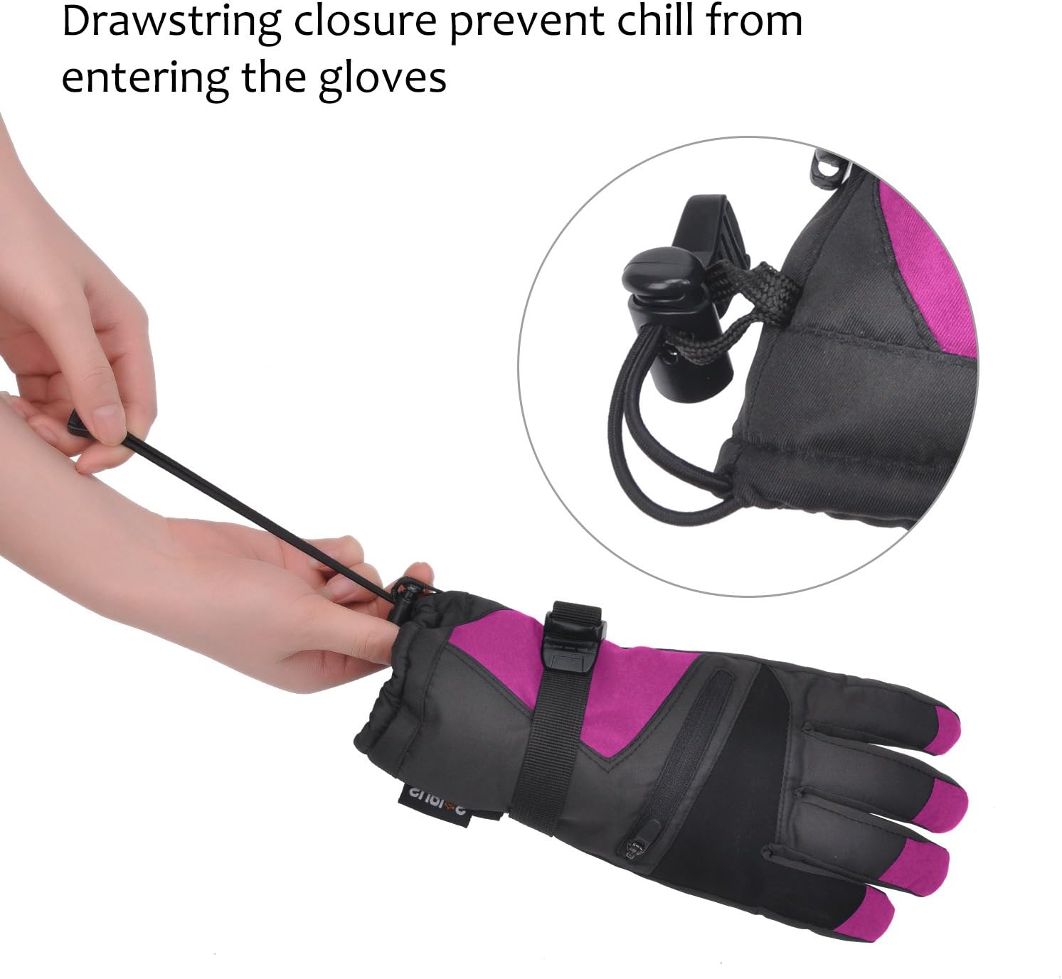 Ski Gloves, Winter Warm Cozy 3M Thinsulate Outdoor Windproof Snowboard Gloves for Women, Youth, Kid, Skiing, Snowboarding, Motorcycling, Shoveling, with Pocket & Wrist Leashes : Sports & Outdoors