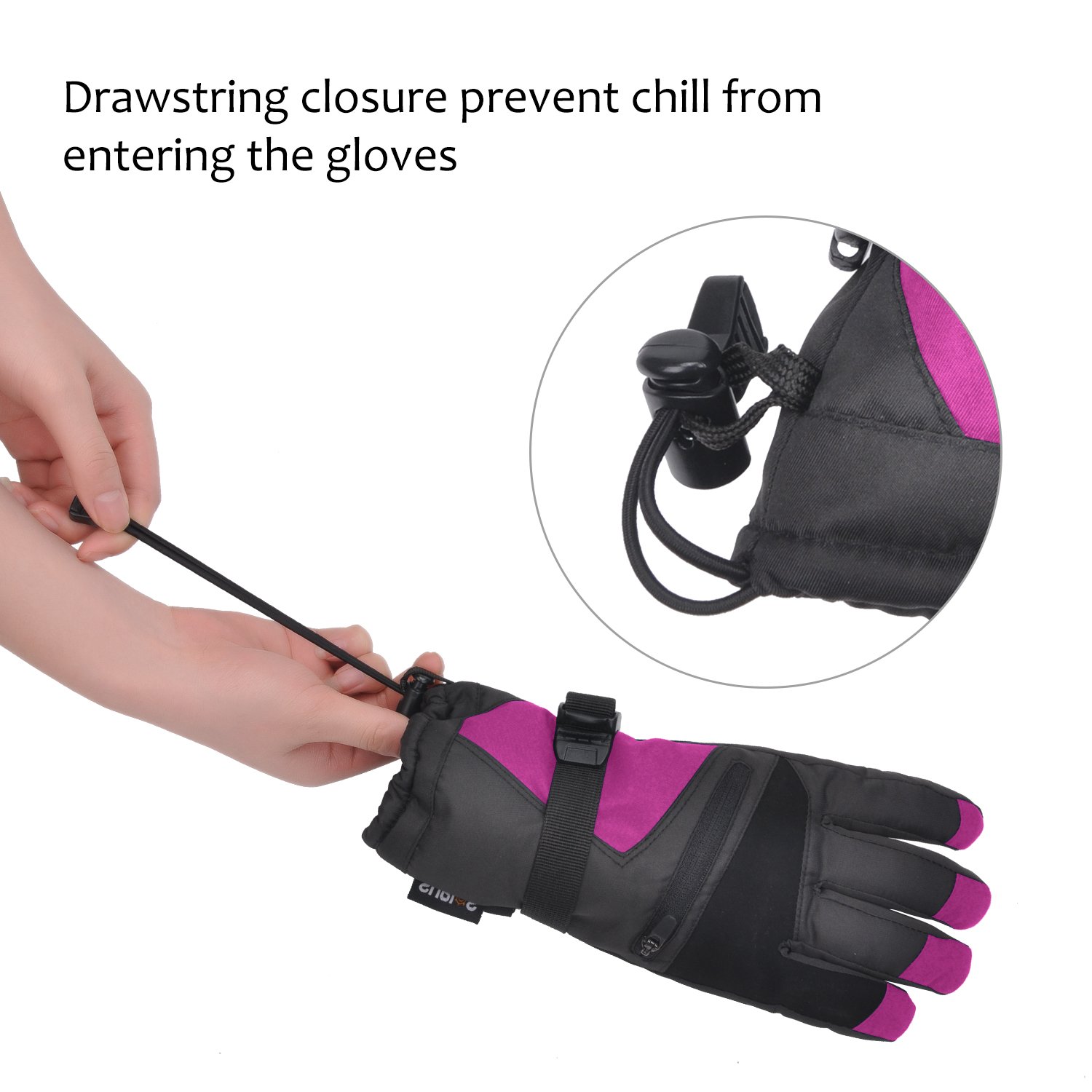 Womens Winter Waterproof Ski Gloves The Warmest 3M Insulation Outdoor Windproof Snowboarding Mittens Pink