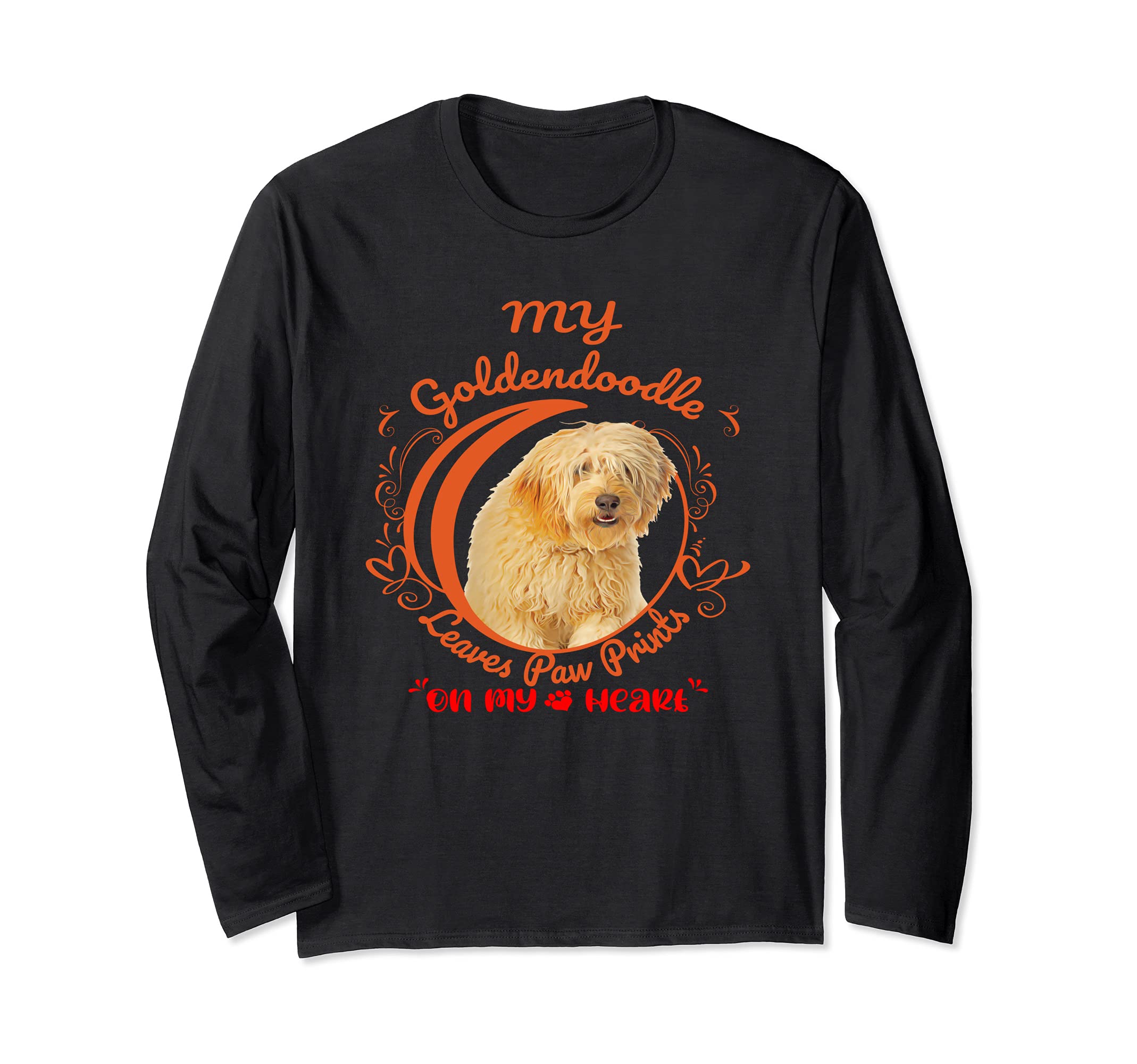 Goldendoodle Dog Owner Design Paw Prints On My Heart Long Sleeve T-Shirt