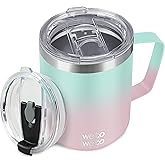 WETOWETO 14 oz Coffee Mug Set, Vacuum Insulated Camping Mug with Lid, Double Wall Stainless Steel Travel Tumbler, Coffee Cup Outdoor, Powder Coated Sweet Taffy