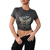 SOLY HUX Women's Letter Graphic Tees Crop Tops Short Sleeve Crew Neck Summer Casual T Shirt