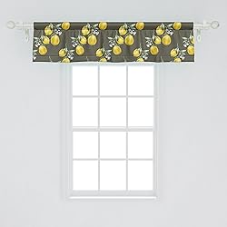 Ambesonne Floral Window Valance, Lemon Branches