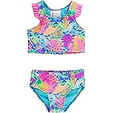 RuffleButts Girls UPF50+ Sun Protected Racerback Flutter Tankini 2-Piece Swimsuit