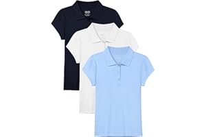 OHD 3 Pack Girls Polo Shirt School Uniform Polo for Girls Cotton Soft Short Sleeve Classic Collared Polo Shirt Size 3T-14