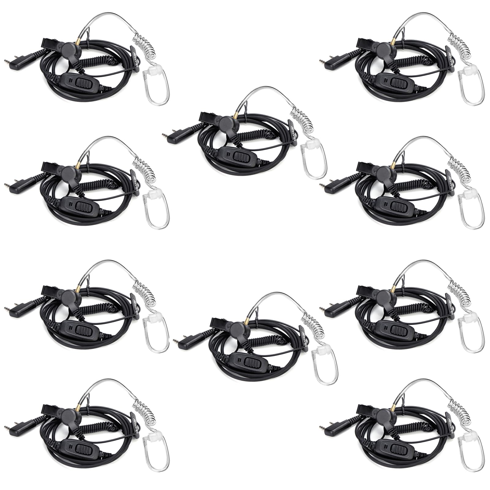 Photo 1 of Retevis Surveillance Earpiece, Coiled Cord, for H-777 H-777H RT22 RT68 RT21 RT68H RT21H, Compatible with Pxton Baofeng BF-888S BF-T26 Kenwood Walkie Talkies, Walkie Talkie Earpiece with Mic(10 Pack)