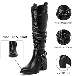 Ruiee Women's Heeled Knee High Boots, Chunky Block