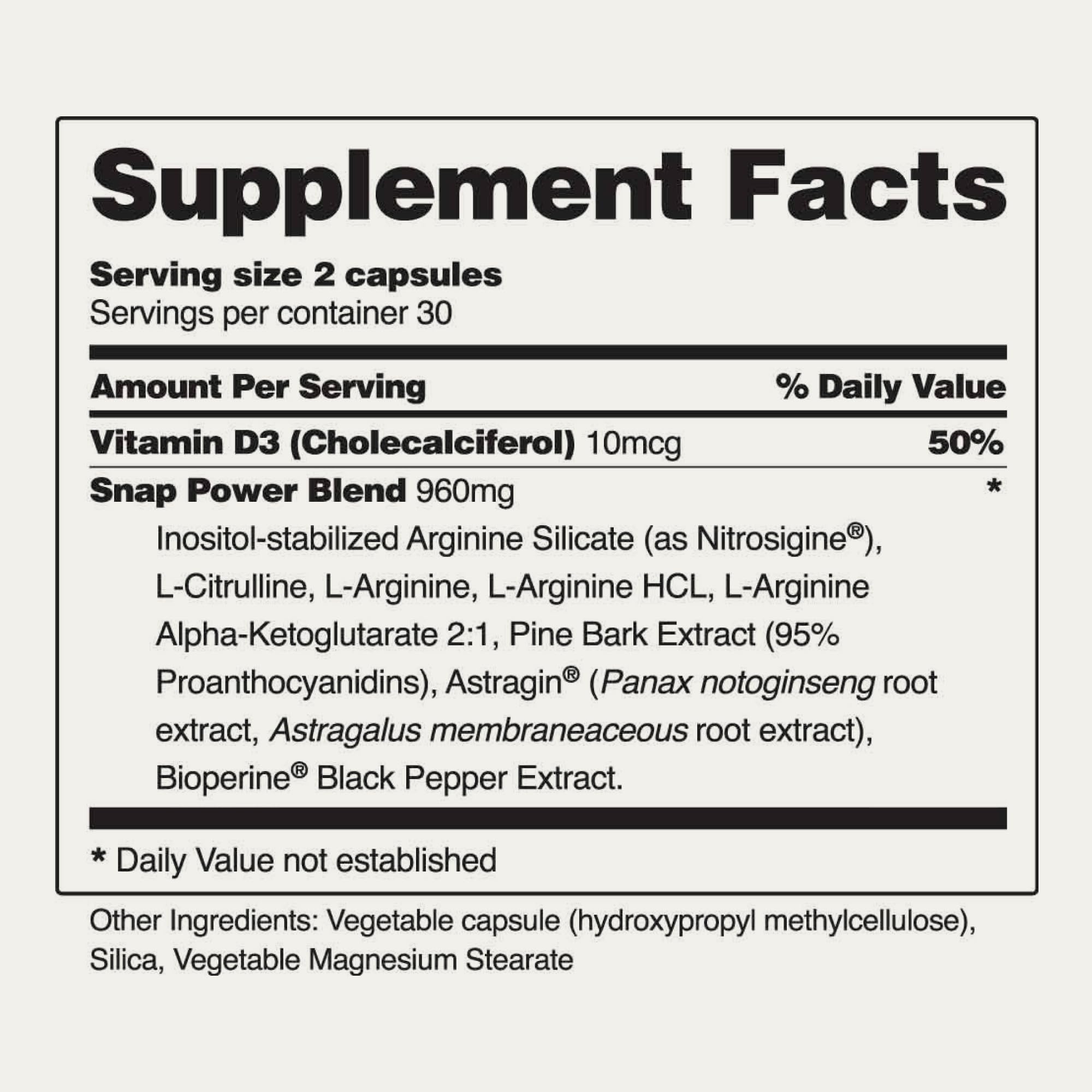 Snap Supplements L Arginine Capsules - Blood Circulation Supplements with Nitrosigine & L Citrulline for Natural Energy, Increase Blood Flow & Muscle Growth, Herbs for Cardio Health (60 Capsules)