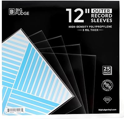 Big Fudge 25x Crystal Clear LP Outer Sleeves 3 mil Polypropylene 12.75" x 12.75"