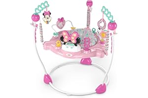 Bright Starts Disney Baby Minnie Mouse Forever Besties Baby Activity Center Jumper with 10 Toys, Lights & Sounds, 360-Degree Seat, 6-12 Months (Pink)
