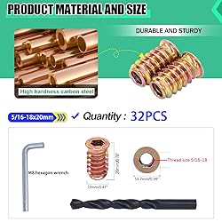 Twidec/32PCS 5/16"-18 Threaded Inserts for Wood