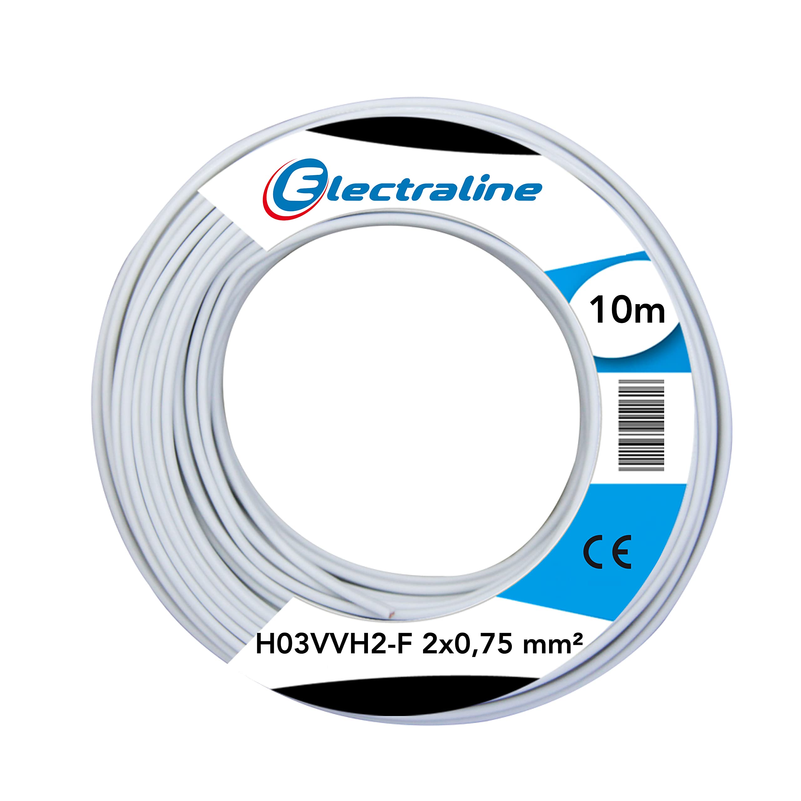 Electraline Electronic Wire, White, 2 x 0.75 mm, 5 Meters, Suitable for Small Devices, 30V, Copper