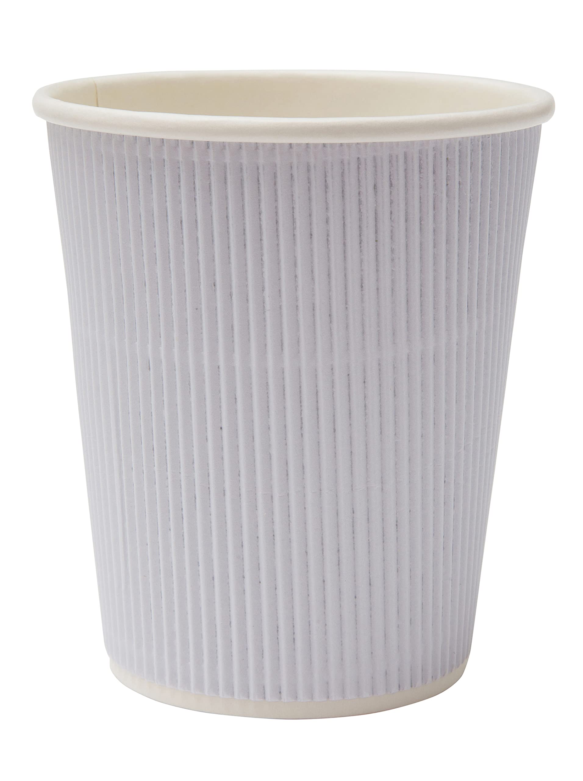 GoCoPack Ripple Paper Coffee Cups: Pack of 50-8oz(227ml), 10oz(284ml), 12oz(340ml), or 16oz(450ml) - White, Black or Brown/Kraft Ripple Paper Cups (12oz (340ml), White)
