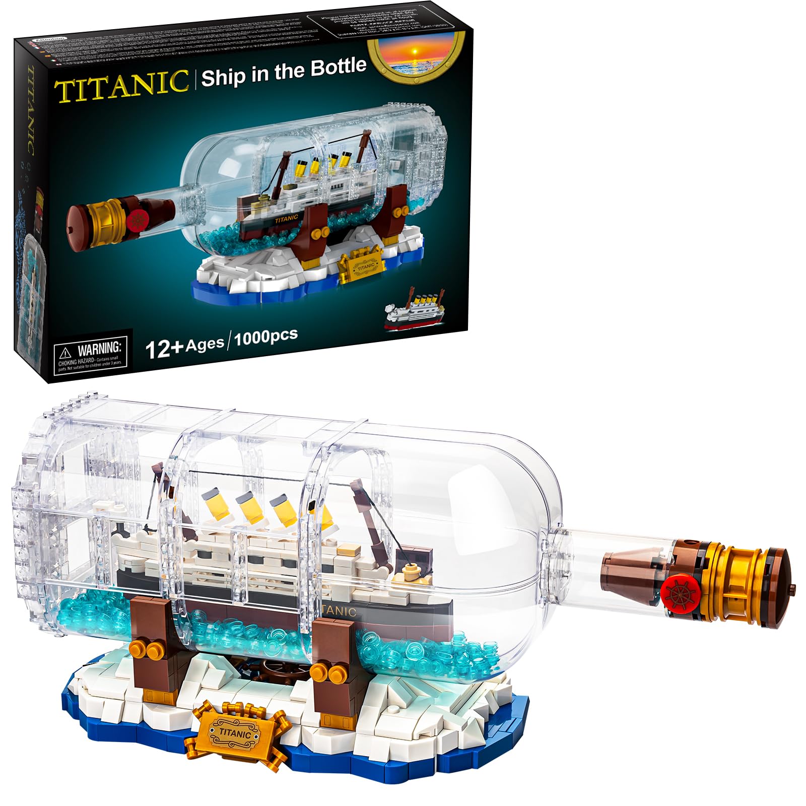 Photo 1 of Allupal Titanic Ship in a Bottle Creator Expert Building Kit, Collectible Display Model Set, Creative Gift Toy for Adults and Teens Age 14+ (1000 Pieces)