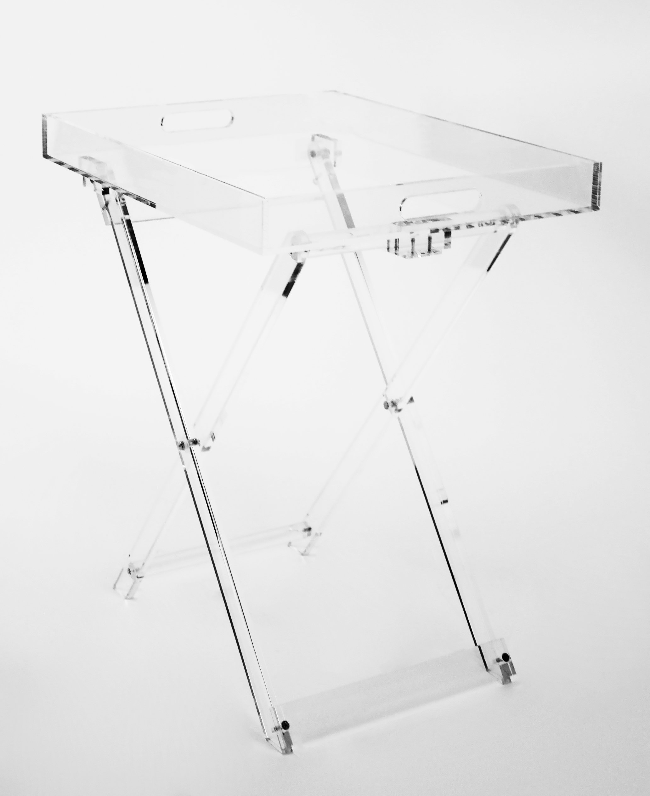 Clear Acrylic Lucite Folding Table TV Snack Serving Tray Portable Food