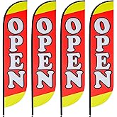 Fulmoon 4 Pcs Large Feather Open Flag 10.7 Feet Open Sign Flag Advertising Feather Banner for Outside Business Advertising (Hardware Not Included)