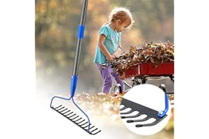 TALITARE Garden Bow Rake,Heavy Duty Garden Rake 5FT Long Stainless Steel Handle with 14 Tines Thatch Rake,Professional Lawn Rake to Collect Leaf & Poop Among Yards