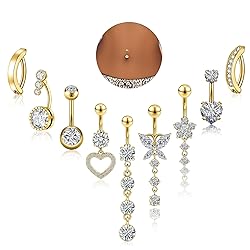 Beautidots 9PCS Belly Button Ring Gold Dangle