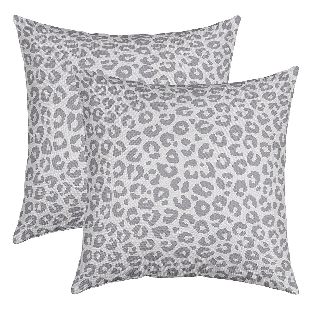 Loussiesd Leopard Print Throw Pillow Covers 20"x20" Set of 2 Soft Cheetah Cushion Covers for for Sofa Safari Wild Animal Grey White Decorative Pillowcases Outdoor Pillows Covers — image 1