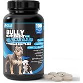 Kilab Dog Weight Gainer &ndash; 100-Count Muscle Builder Dog Supplement &ndash; Muscle Growth Supplement for Dogs, Puppies and Adults &ndash; Bully Growth Formula with Turmeric, Glucosamine, Green Lipped Mussels