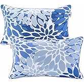 JMKaixin Pack of 2 Patio Lumbar Pillows, 12”x20” Fade Resistant Outdoor Waterproof Lumbar Pillow with Inners, Decorative Garden Lumbar Cushions for Home Patio Terrace Sofa Use