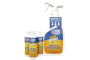 URINE GONE Odor Remover Concentrate. Eliminates Toughest Odors from Pee, Poo, Vomit, Secretions, Dander, Marking, Garbage & More, Pet Odor Remover. Kit Makes 73.5 oz.