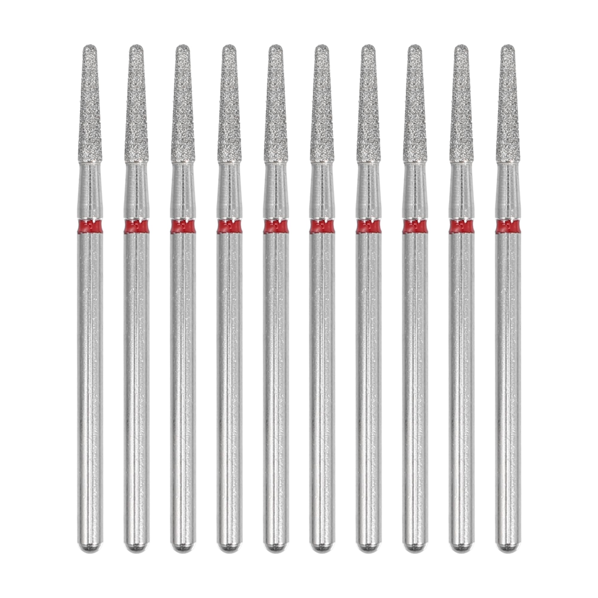 VOCOSTE 10 Pcs Emery Nail Drill Bits Set for Acrylic Nails, 3/32 Inch Nail Art Tools, Manicure Pedicure Shapen Remove Tools, 44mm Length, Red