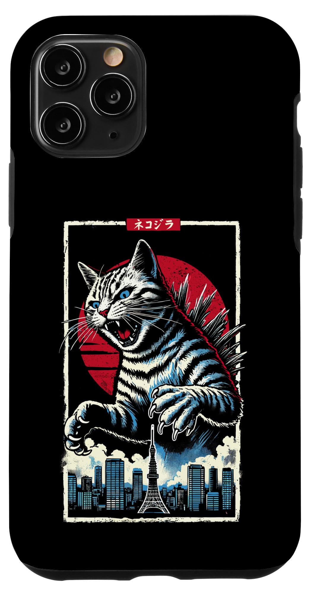 iPhone 11 Pro Cat Kaiju Catzilla Japanese Art Men Women Kids Funny Cat Case