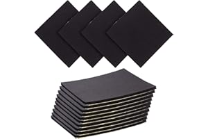 GENIE CRAFTS 10 Pack Adhesive Foam Padding 1/4 Inch Thick Neoprene Rubber Sheets, Anti Vibration Pads (Black, 6x6 in)
