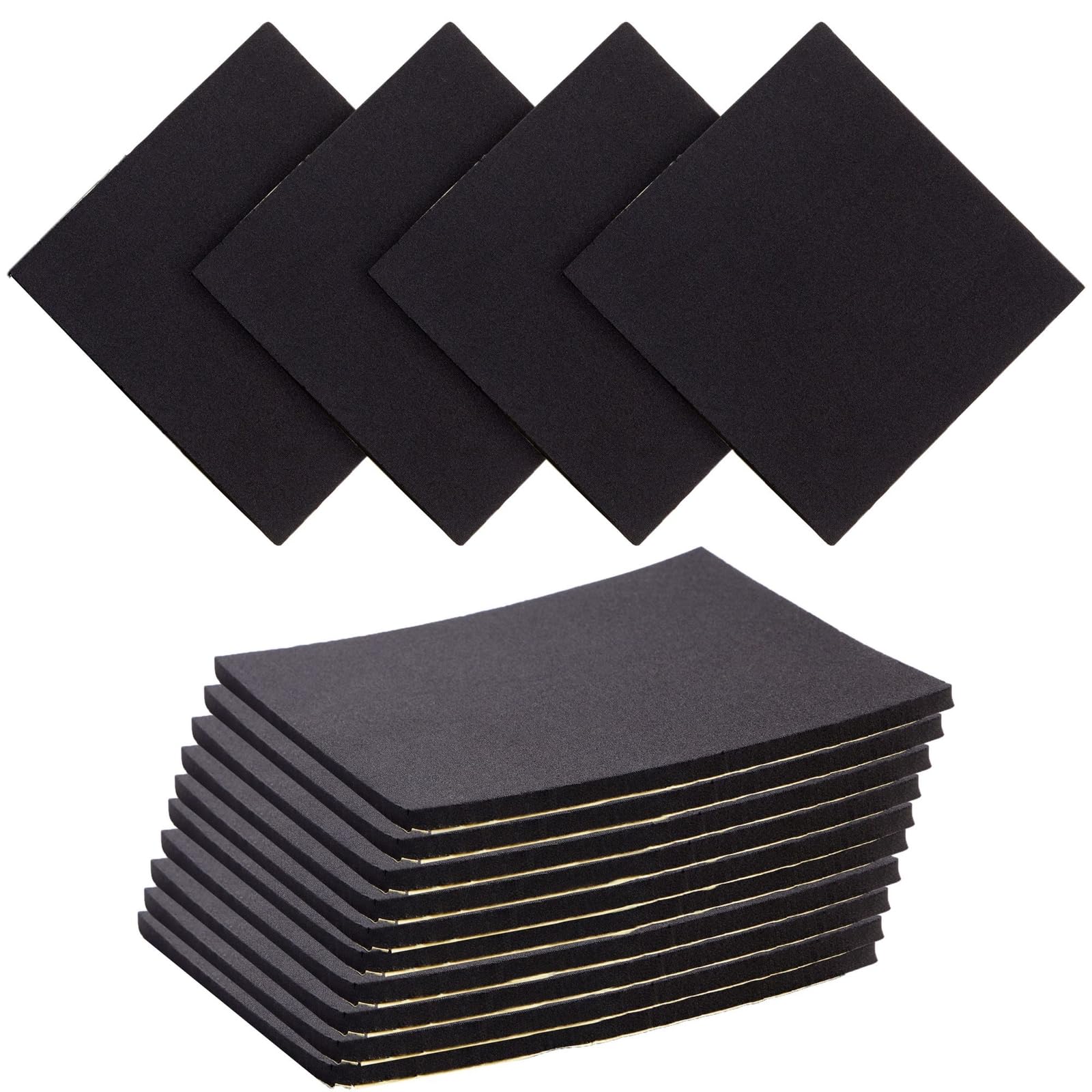 Photo 1 of 10 Pack Adhesive Foam Padding 1/4 Inch Thick Neoprene Rubber Sheets, Anti Vibration Pads (Black, 6x6 in)