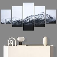 SIGNWIN 5 Panel Canvas Wall Art Monochromatic Mountains for Home Decorations Ready to Hang - 60