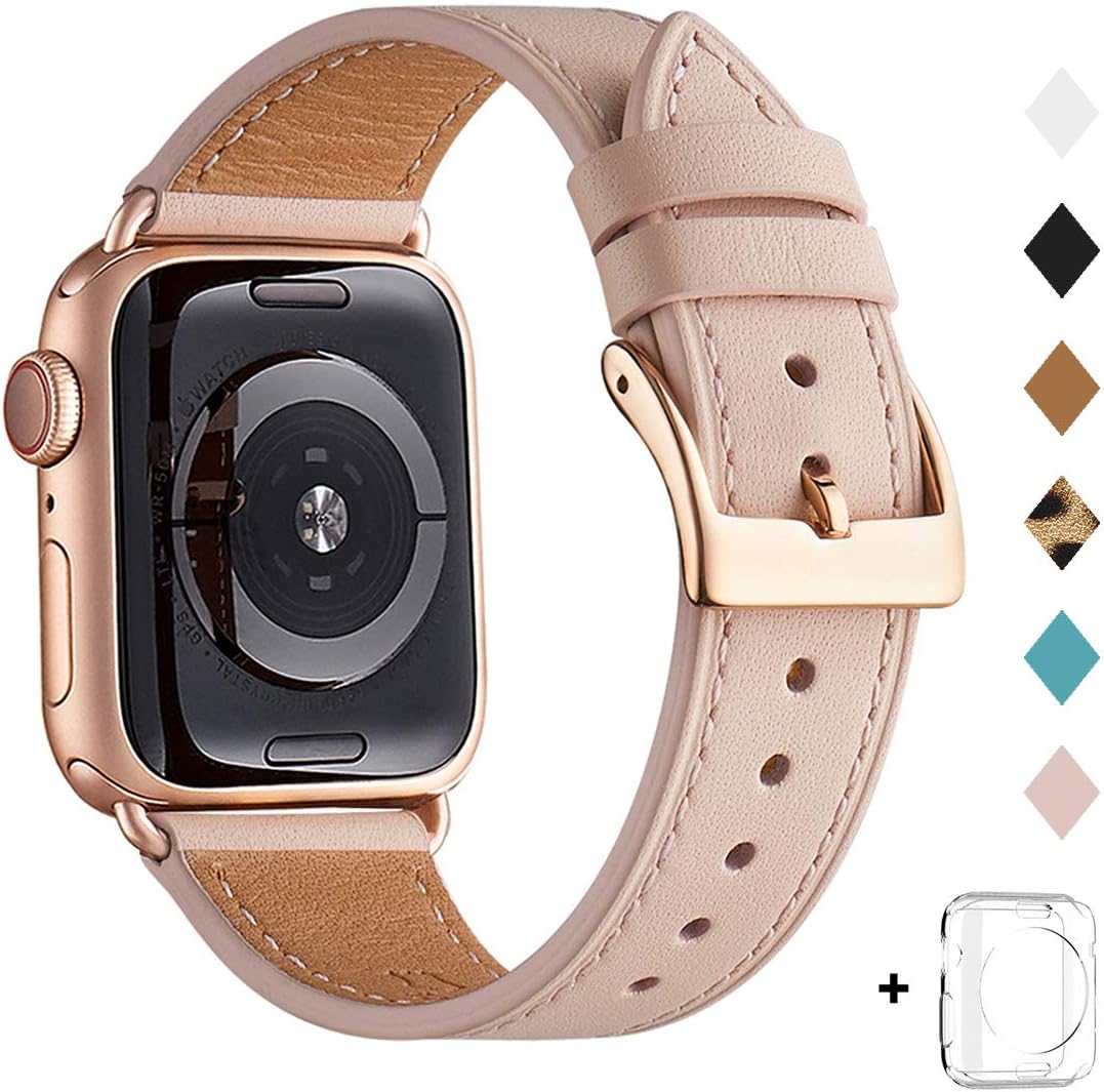 QAZNZ Leather Straps for Apple Watch Strap 40mm 42mm(Series 11 10) 41mm 38mm,Women Men Replacement Strap for Apple Watch Series 9 8 7 6 5 4 3 2 1 & iWatch SE 1/2/3,Ultra 3/2/1