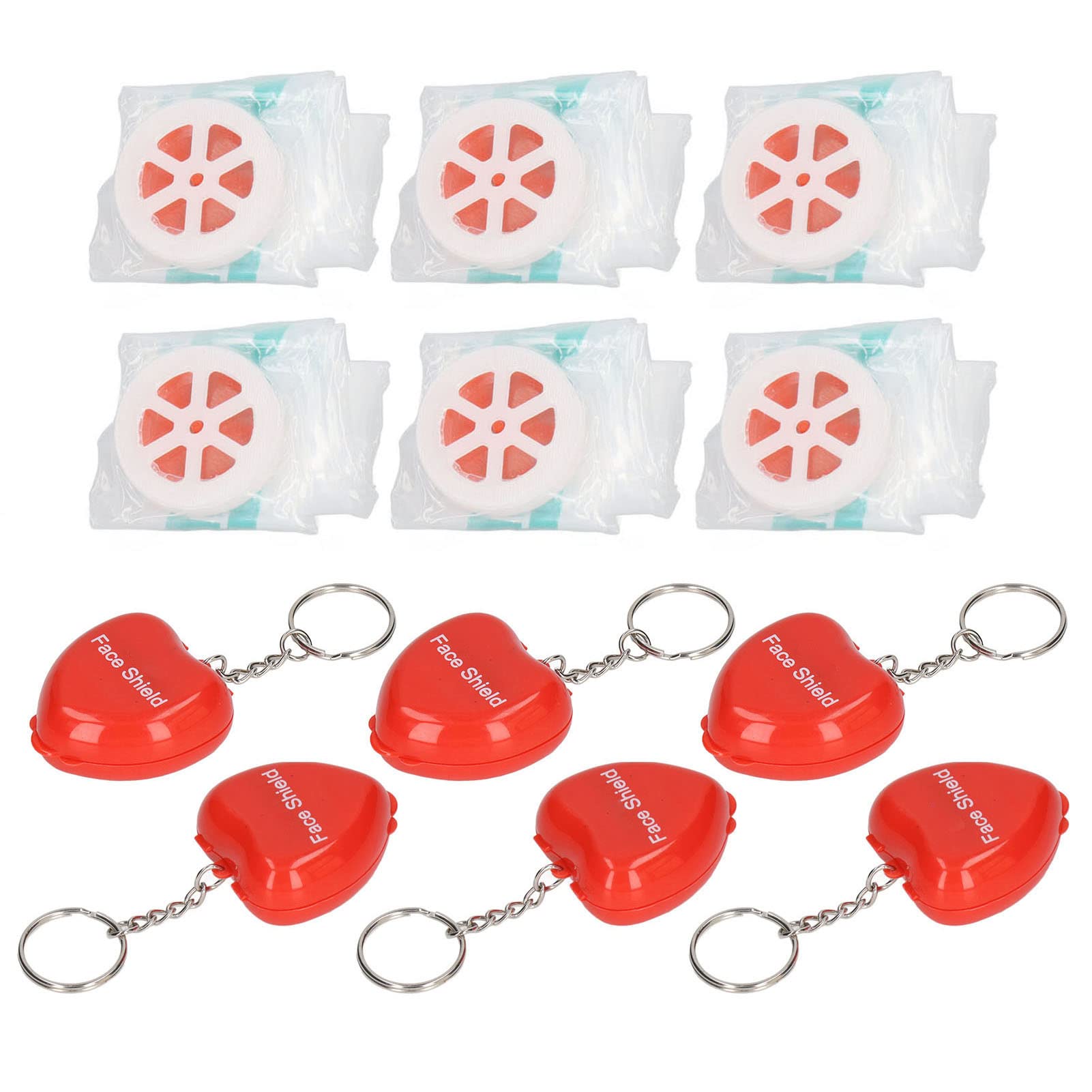 CPR Face Shield Mask, 6Pcs Cardiopulmonary Resuscitation Pocket Mask with One Way Valve, Portable CPR Breathing Barriers Face Shield, Keychain Emergency Kit